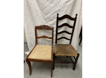 Two Vintage Chairs Including And Latter Back And A Rose Carved