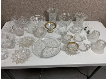 Assorted Depression Glass And Other Glass