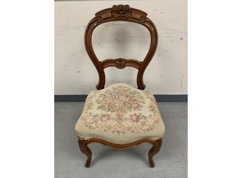 Victorian Carved Back Needlepoint Chair