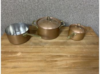 There Is 3 Pieces Of Paul Revere 1976 Bicentennial Copper And Brass Pots
