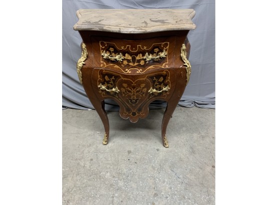 Small Marble Top Bombay Style Inlaid Commode