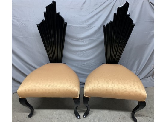 Pair Of Flame Back Accent Chairs