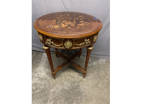 Inlaid Round Center Table With Great Ormolu Detail