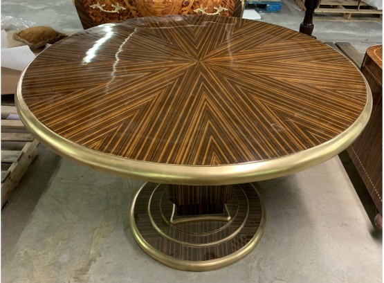 47” Round Zebra Wood Table.
