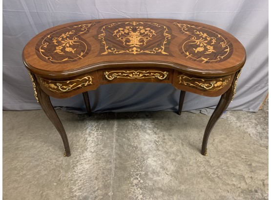 Inlaid 3 Drawer Smaller Size Flat Top Desk Or Vanity