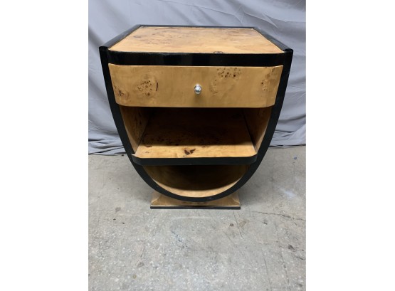 Burled 1 Drawer Side Table With A Great Art Deco Style