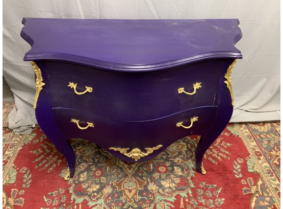 Purple Bombay Style 2 Drawer Chest With Great Gold Ormolu