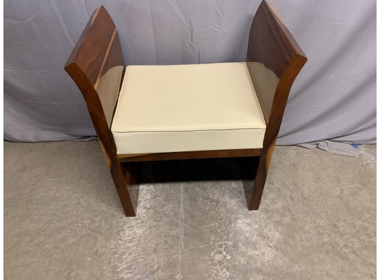 Art Deco Style Vanity Stool/bench With Cream Leather Cushion