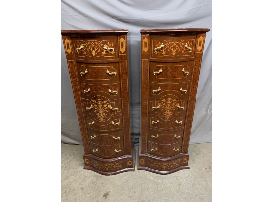 Pair Of Inlaid 7 Drawer Lingerie Chests