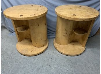 Pair Of Ying Yang Style Burled Side Tables