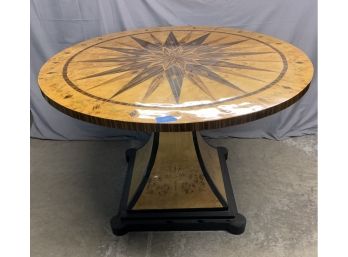47” Round Inlaid Burled Table