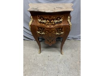 Small Marble Top Bombay Style Inlaid Commode
