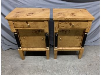 Pair Of Burled Empire Style Side Tables