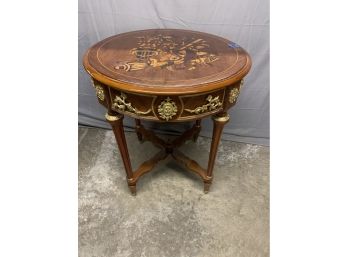 Inlaid Round Center Table With Great Ormolu Detail