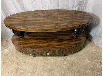 Retro Style Oval Coffee Table With A Drawer At The Base
