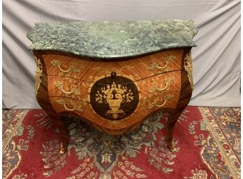 Large Marble Top Bombay Inlaid 3 Drawer Chest