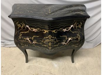 Black Bombay Commode With Gold Detail 2 Drawers