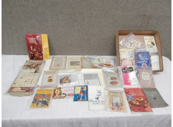 Large Vintage Ephemera Lot Including Cook Books, Ads And Related Paper Collectibles
