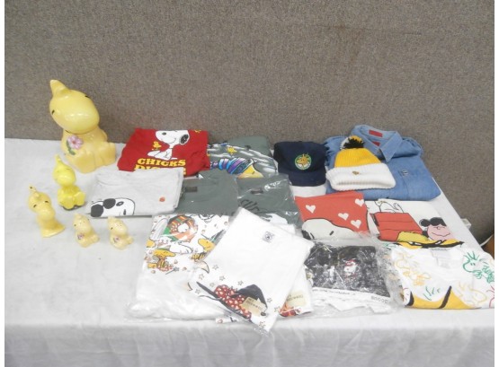 Snoopy And Woodstock Clothing And Ceramic Lot