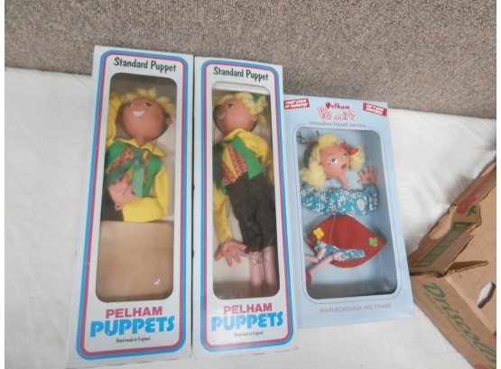 3 Pelham Puppets With Boxes
