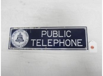 New York Telephone Company Bell System Porcelain Public Telephone Sign