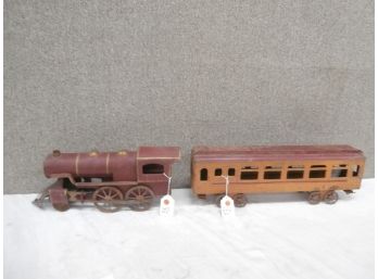 Early Large Size Tin Locomotive And Pullman Car