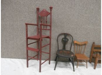 4 Wooden Children's Doll Chairs