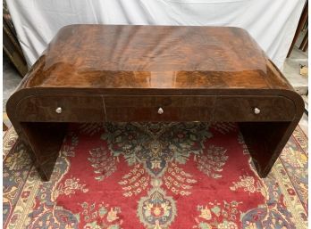 U Shaped Burled 3 Drawer Desk With Great Detail