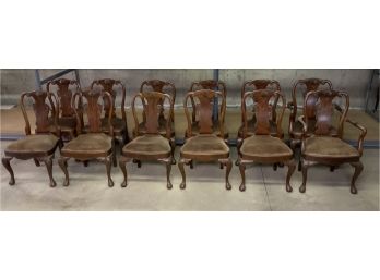 Set Of 12 Mahogany Chippendale Dinning Room Chairs Including Two Arm Chairs