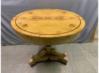 Round Burled 42 Table With Banned Inlay