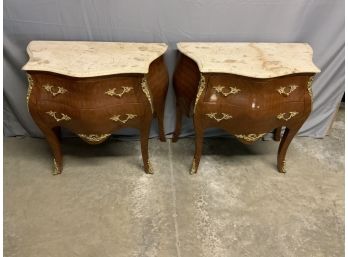 Pair Of Marble Top Bombay Style Commodes