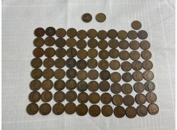 89 INDIAN HEAD PENNIES AND 2 FLYING EAGLE PENNIES