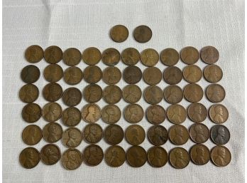 62 Lincoln Cents 1909 Through 1920s Wheat Pennies