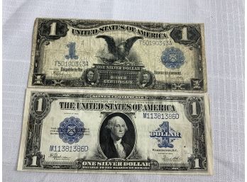 2 Large Size Silver Certificates Including 1899 Eagle