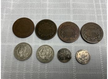 2 Cent And 3 Cent Pieces Including Silver