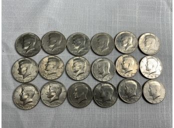 18 1971-1984 Kennedy Half Dollars Clad $9.00 Face Value