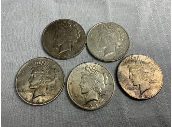 5 Peace Dollars 1922 P (2), 1923, 1924, 1926 S