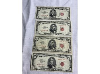 4 $5 Red Seal 1953 And 1963 Series Including A Star Note