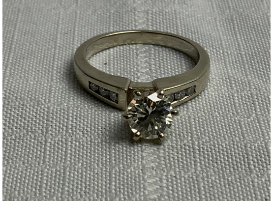1ct Diamond Ring With 6 Side Diamonds 14kt Band As Is