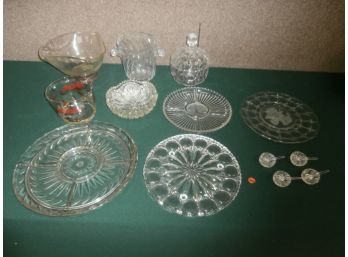 Assorted Glassware Including Individual Salts, Platters, Bowls And Related Items