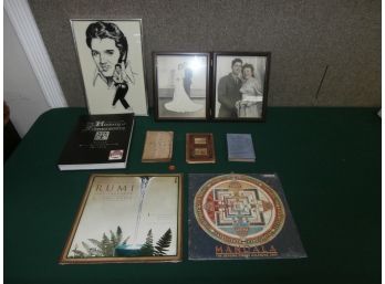 Large Lot Of Ephemera And Framed Pictures, Books And 2 Calendars