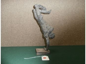Metal Welded Sculpture, Male Figure Balancing On Single Hand