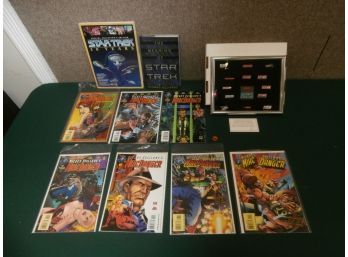 Mickey Spillane's Mike Danger Comics, Framed ESPN 20th Anniversary Pin Set (1979-1999) And 2 Star Trek Books