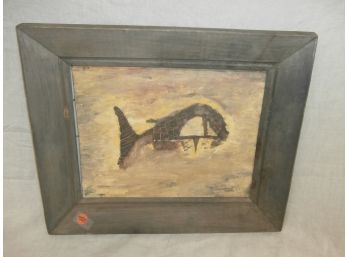 Framed Oil On Board With Original Sales Tag: I. Eurydice Jonah And The Whale $250 1966