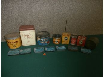 Advertising Tins Including Vogue Cigarette, Tobacco, Crosby Square Pipe Mixture, Union Leader And More
