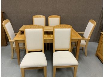 Inlaid Maple Dinning Room Set With 6 Chairs