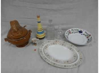 Nasco Chicken Tureen With Heating Element, President And Mrs. John Kennedy Ceramic Creamer And Other China