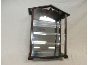 Curio Display With 3 Glass Shelves With Mirrored Back Reinforced With Duct Tape