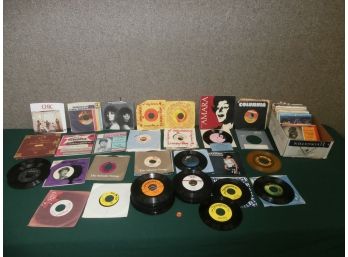 Large Grouping Of 45's Records Some With Original Sleeves, Some Sleeves Without Records