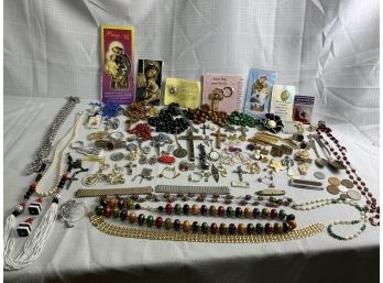 Assorted Costume Jewelry Including Religious